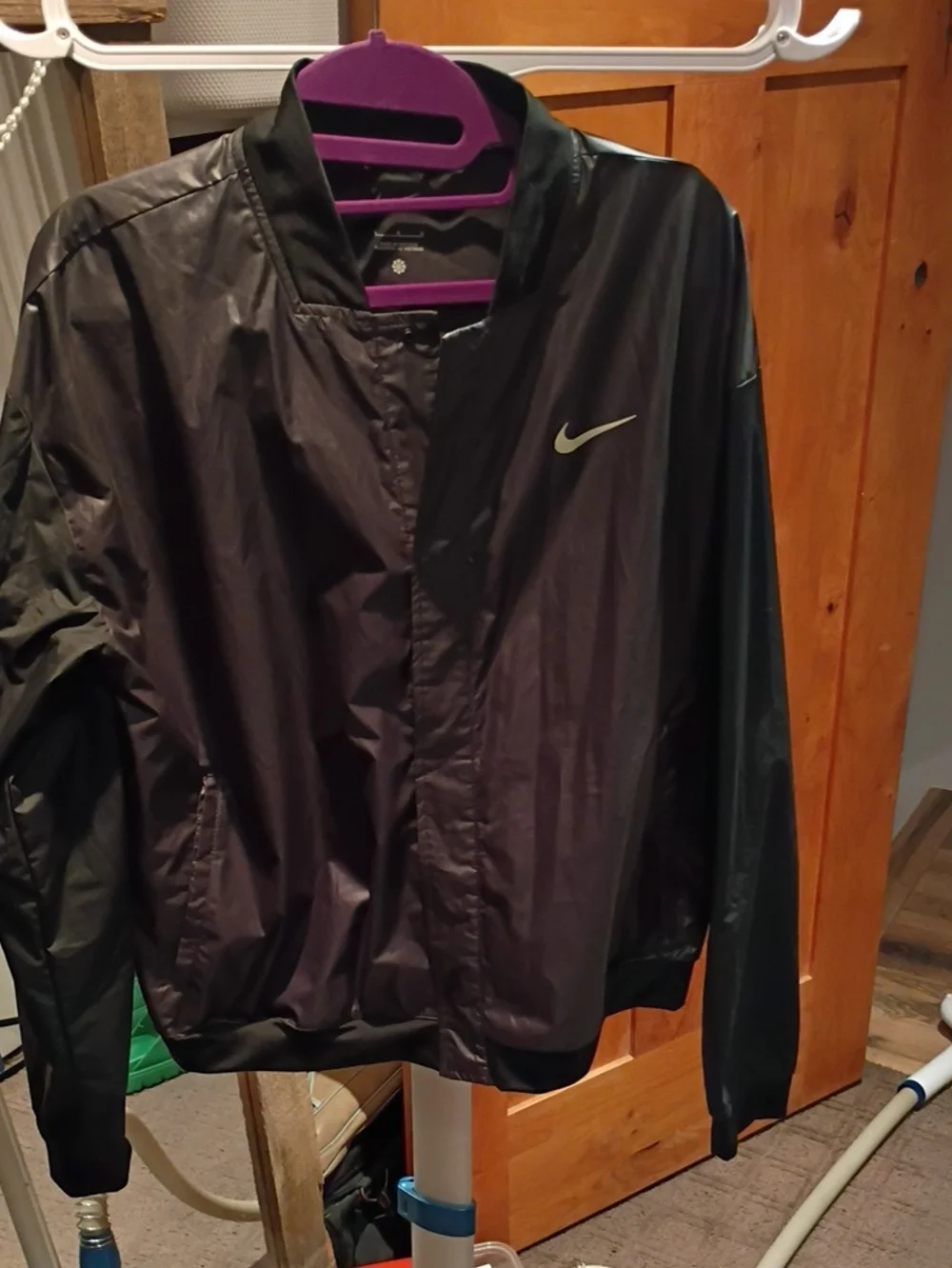 Nike Black Windbreaker Jacket with Reflective Swoosh